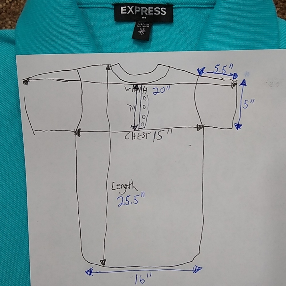BOGO 🆓! ☀️👕EXPRESS Pique Polo Sky Blue XS - Picture 7 of 8